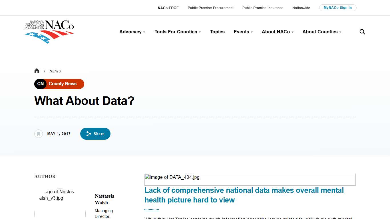 What About Data? National Association of Counties